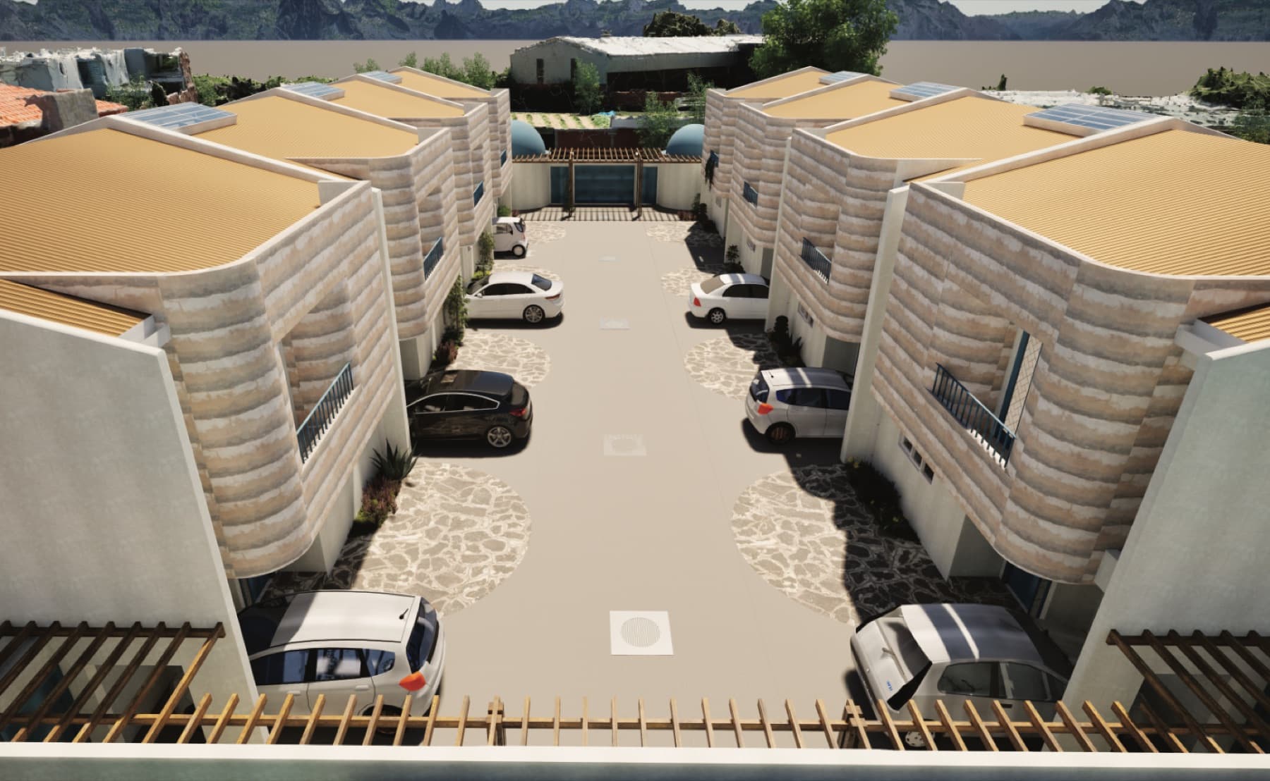 Render oficial del conjunto visto desde el acceso