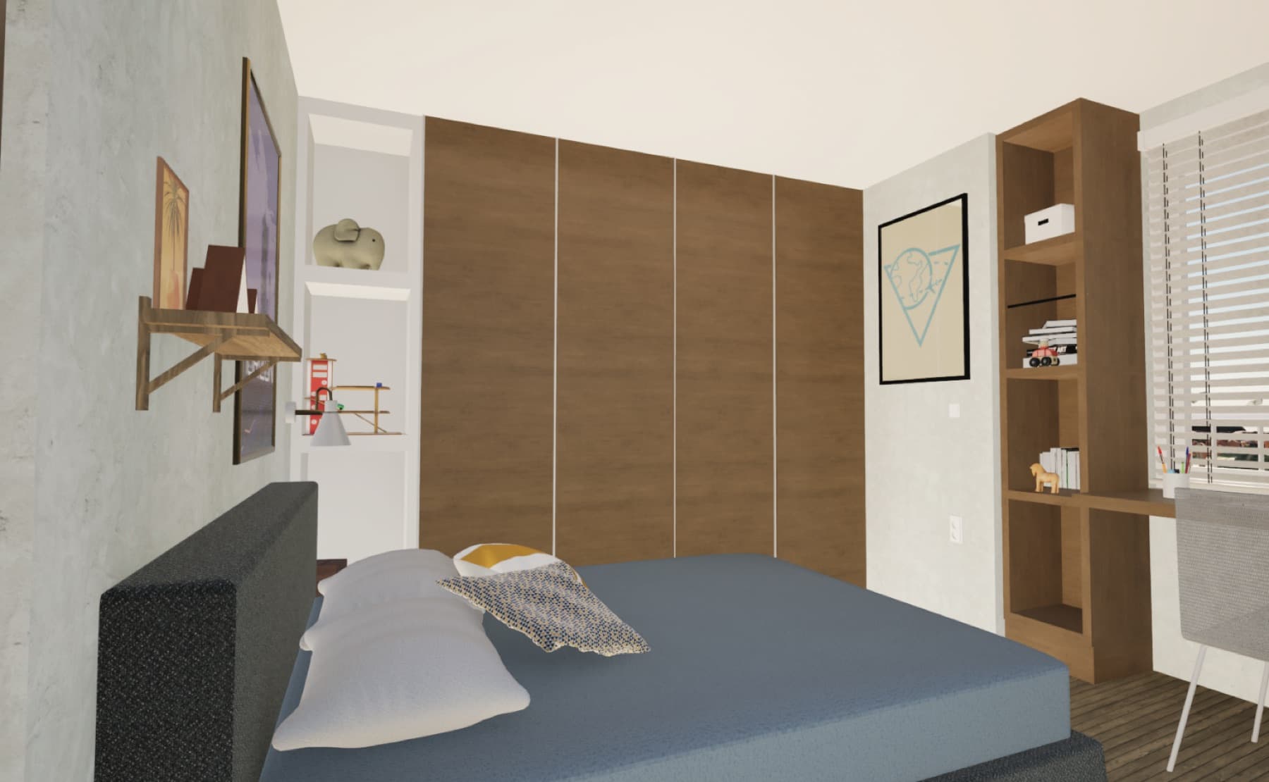 Render oficial de un dormitorio secundario