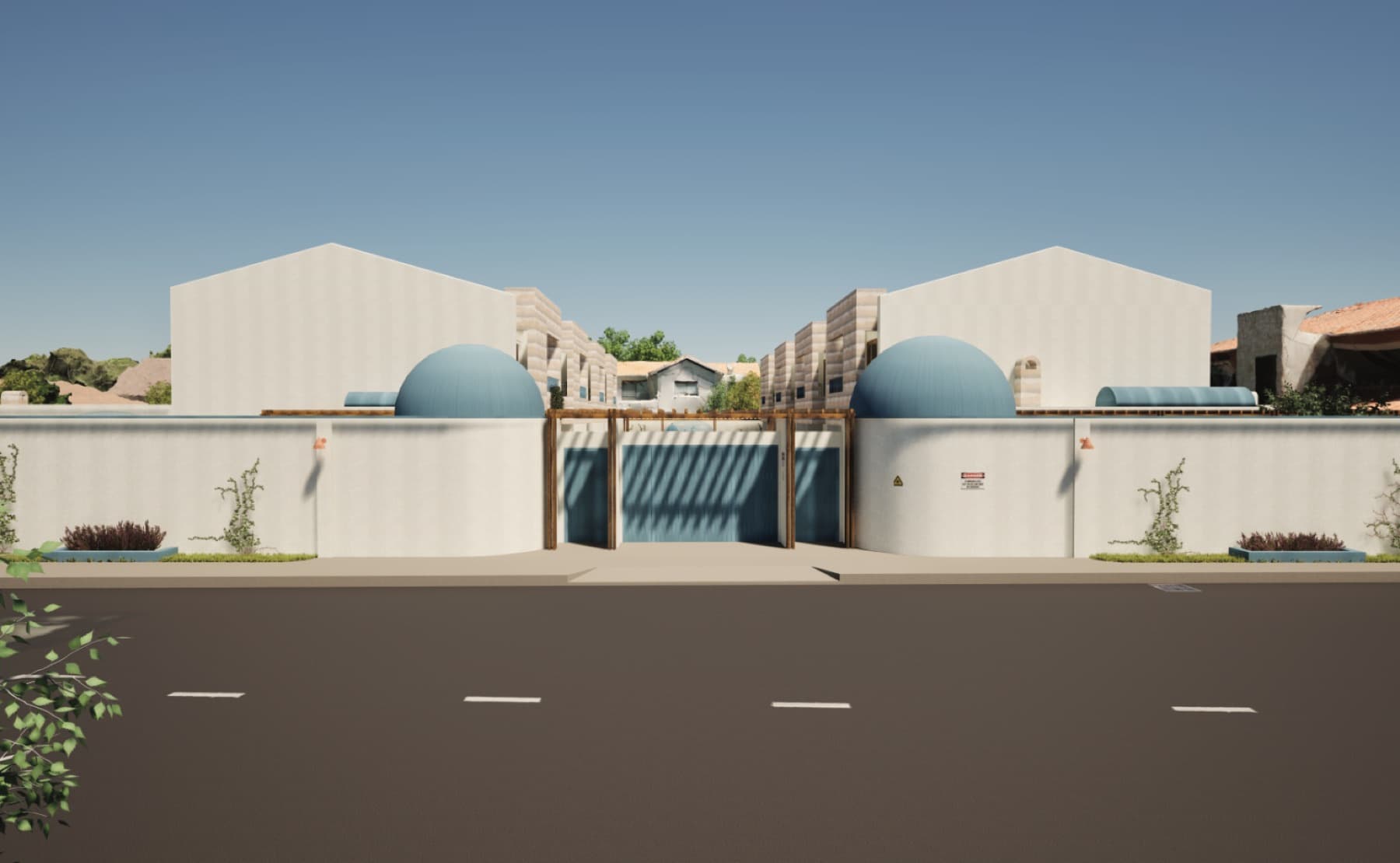 Render oficial de la fachada frontal del condominio